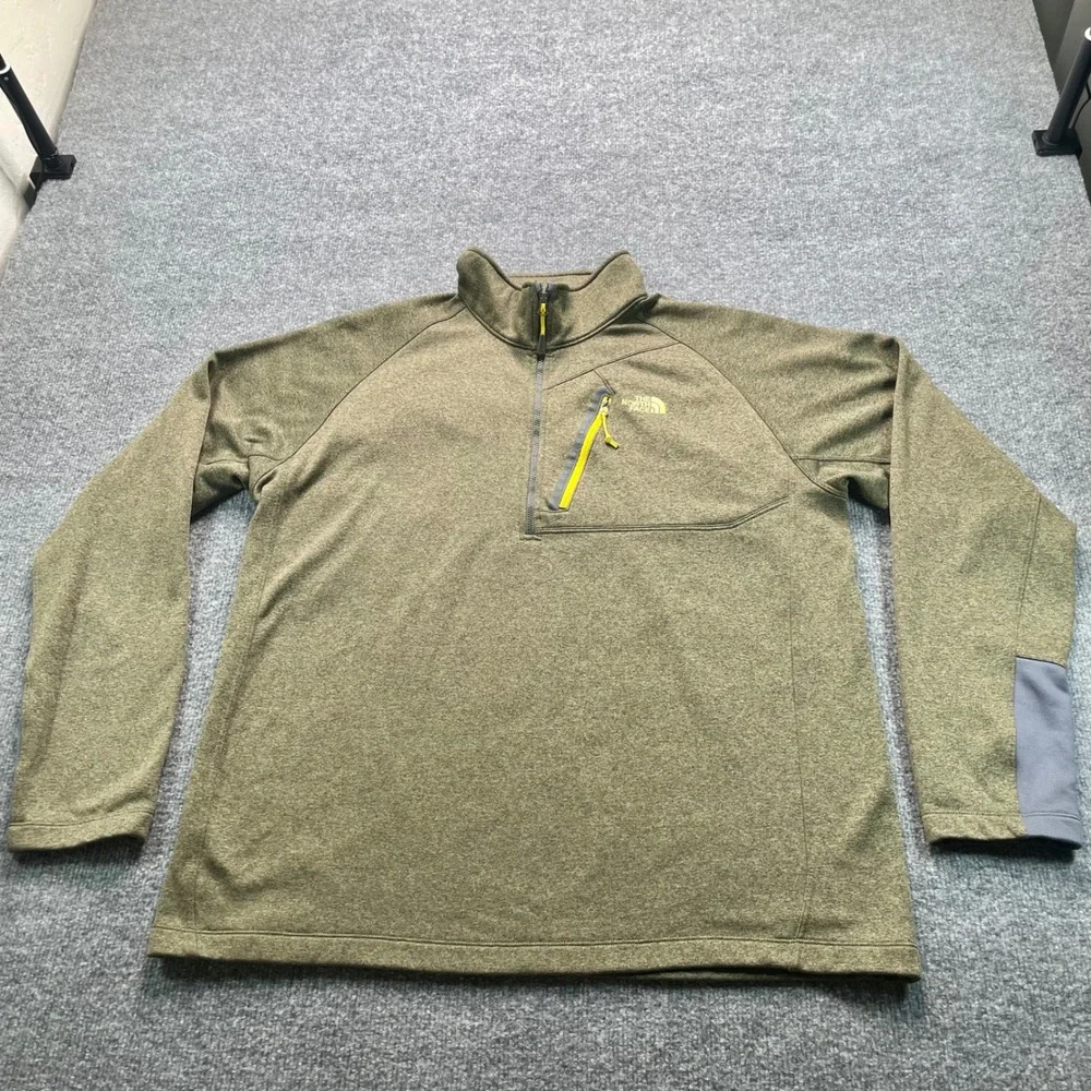 The North Face Cayonlands Pullover Men's XL Green 1/4 Zip Fleece Chest Pocket